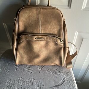 Tan Leather Women Backpack